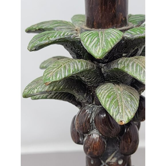 Hand-Painted Monkey Palm Tree Table Lamp Base With Brown & Green Tropical Design - Picture 9 of 10
